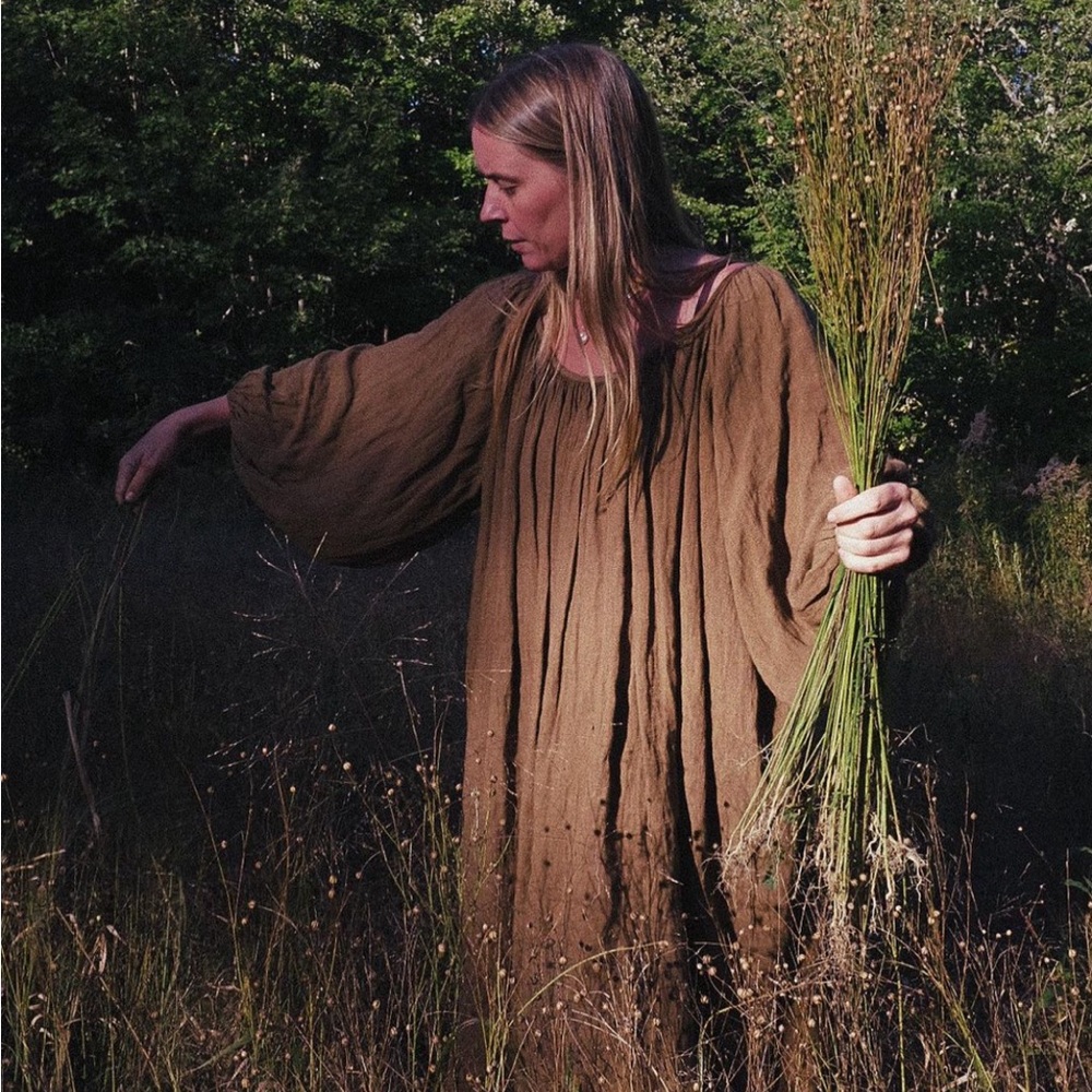 Rudy Jude gather dress in moss flax XS (fits like S)